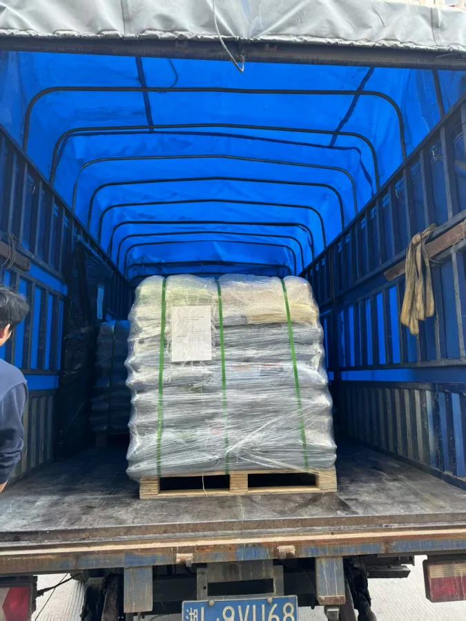 Palletized EPDM granules organized for export packaging and shipment preparation