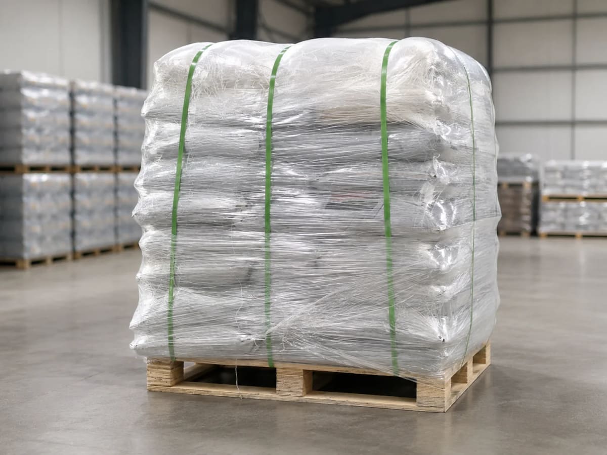 EPDM rubber granules in 25kg bags prepared for sports surfacing projects